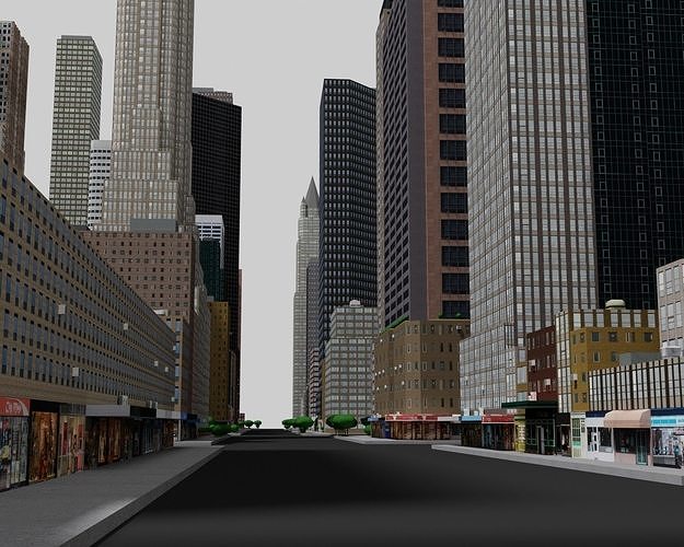 City Downtown Skyscraper Low-poly 3D model 2