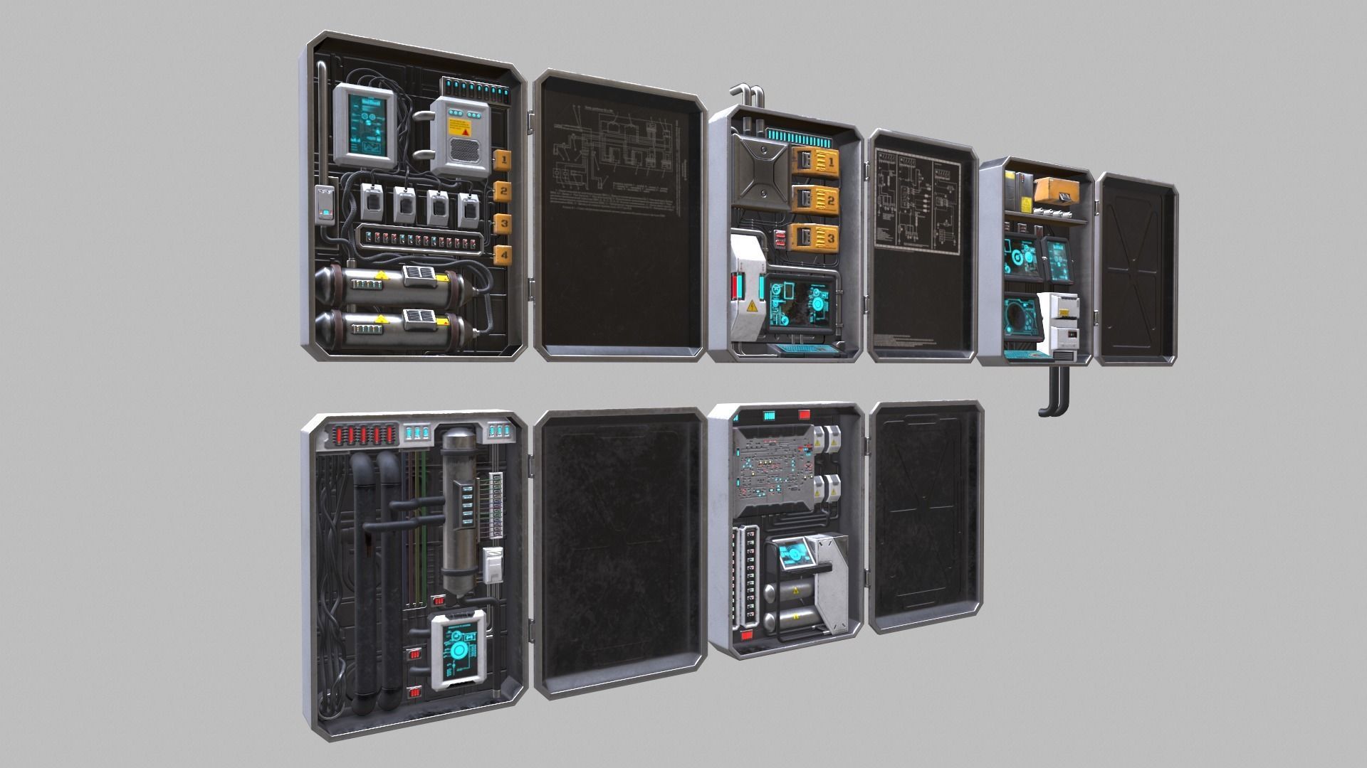 WALL BOXES Low-poly 3D model_0