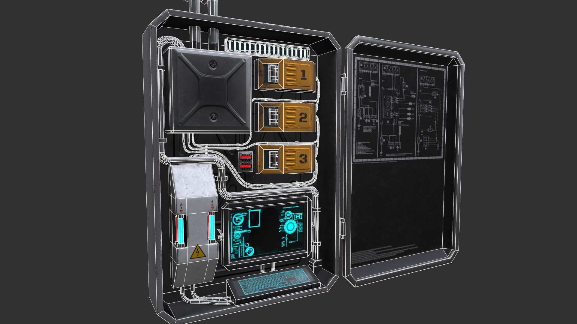 WALL BOXES Low-poly 3D model_8