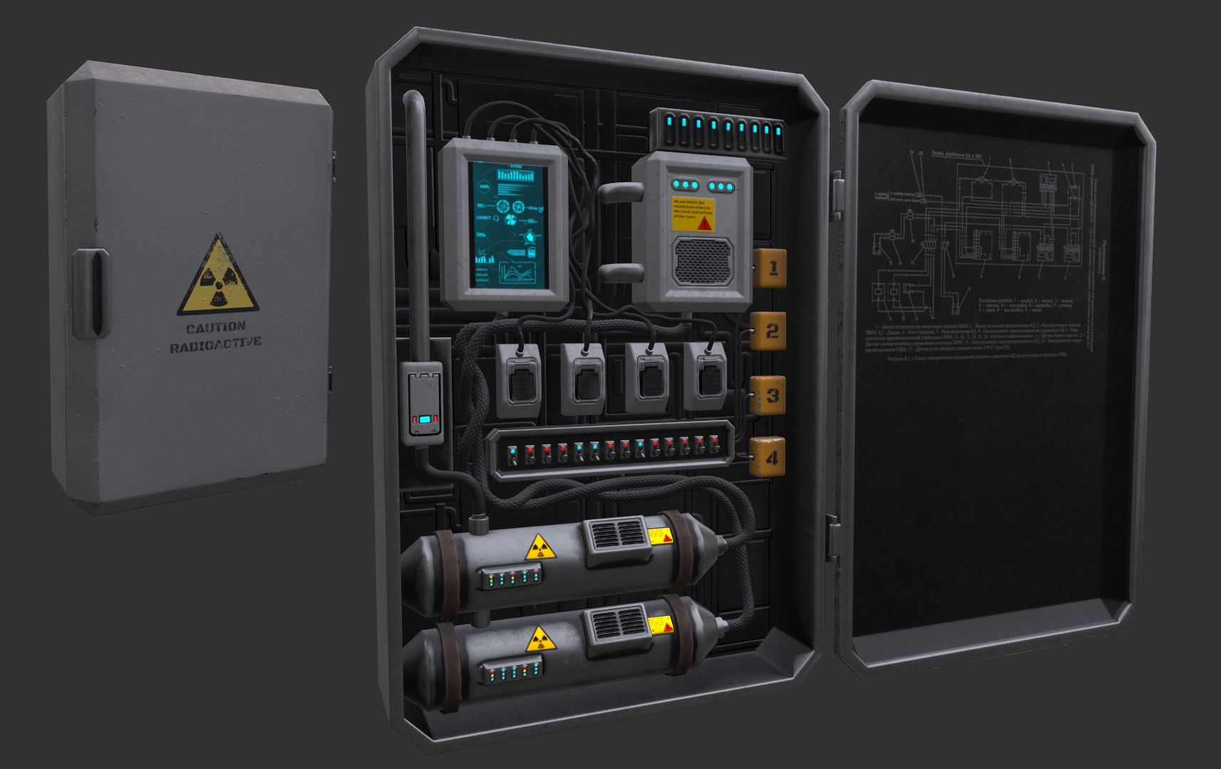 WALL BOXES Low-poly 3D model_1