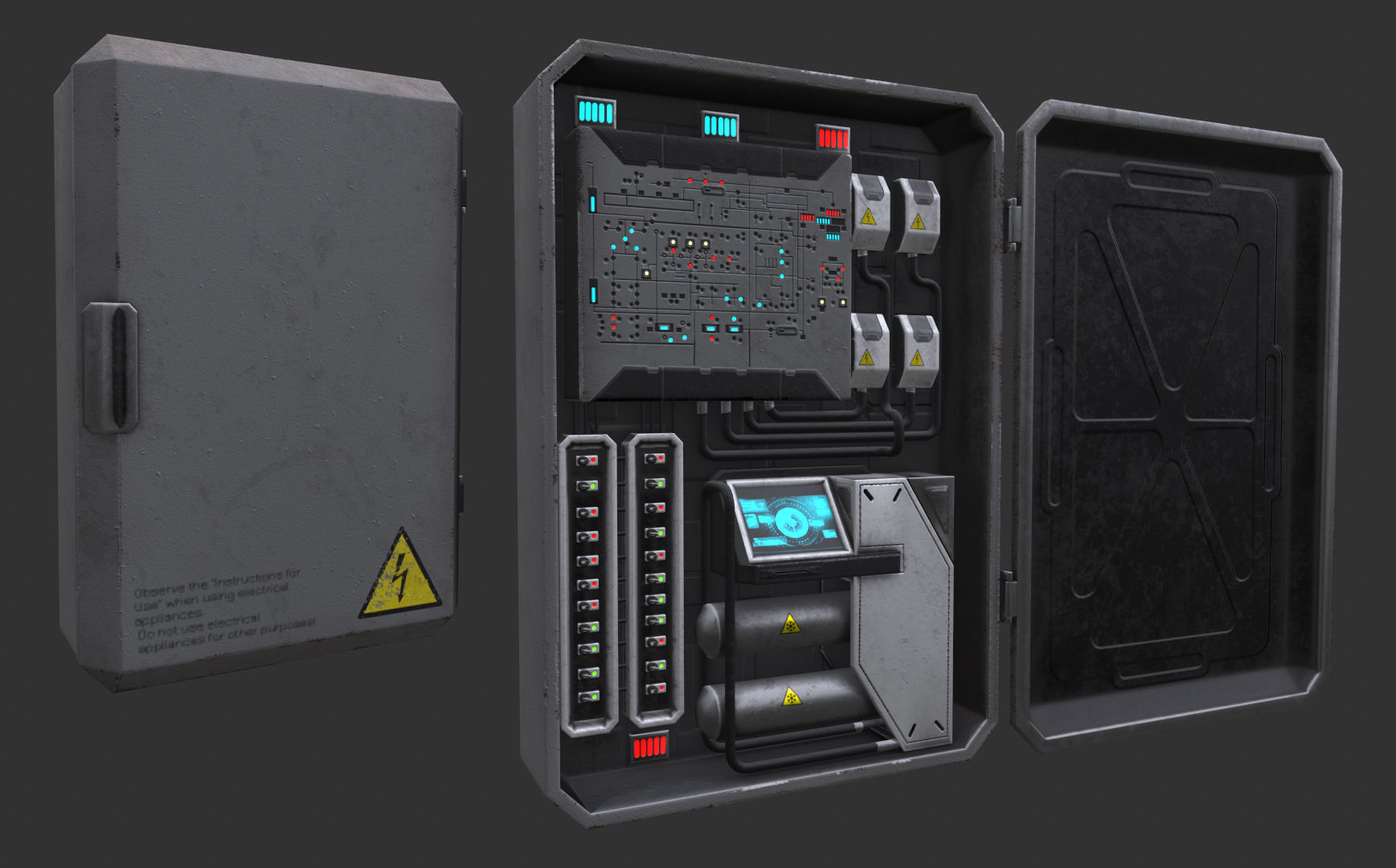 WALL BOXES Low-poly 3D model_4