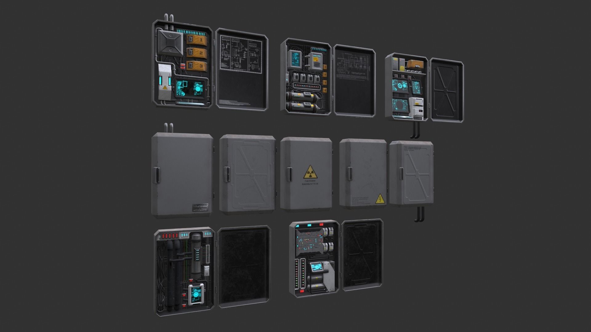 WALL BOXES Low-poly 3D model_12