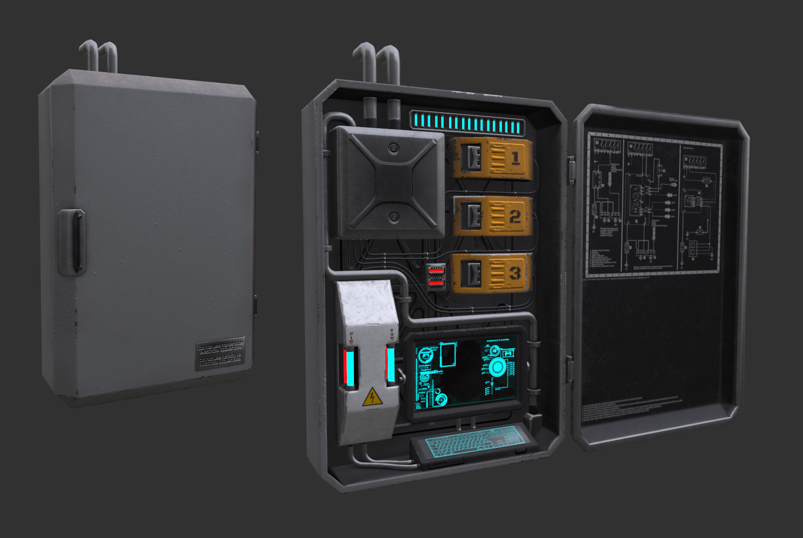 WALL BOXES Low-poly 3D model_2