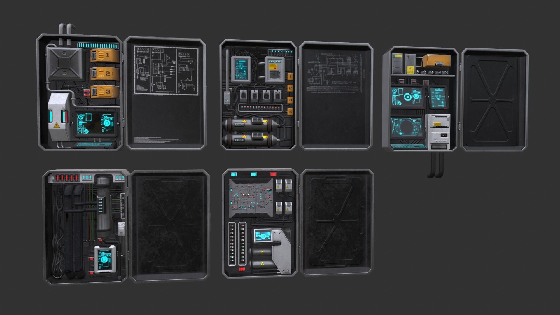 WALL BOXES Low-poly 3D model_11