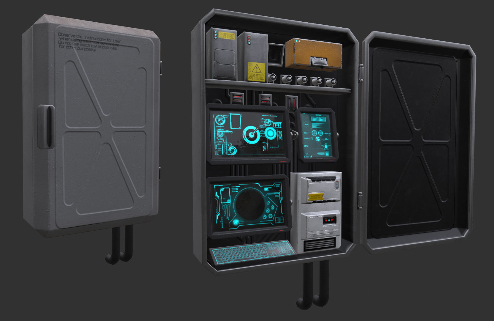 WALL BOXES Low-poly 3D model_5