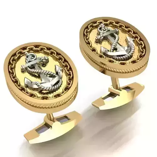 CUFFLINKS gold anchor 3D print model