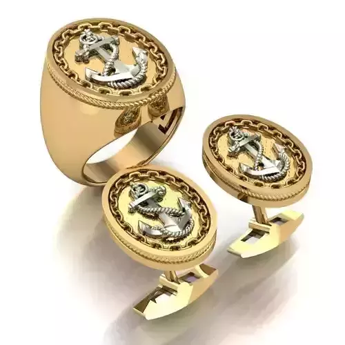 MAN RING and CUFFLINKS 3D Model Collection