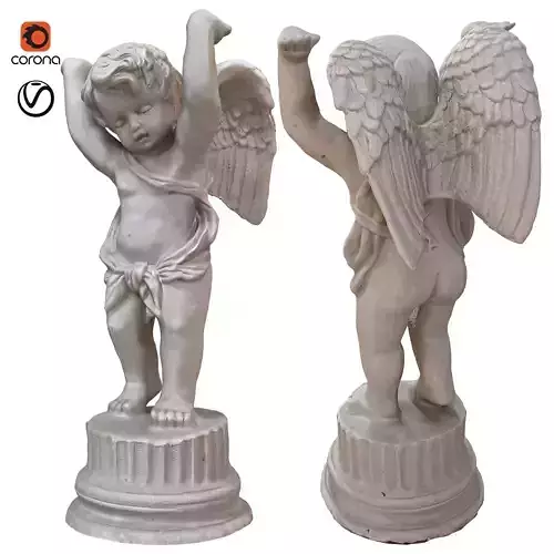 statues 3 statue of angel with wings 3D model