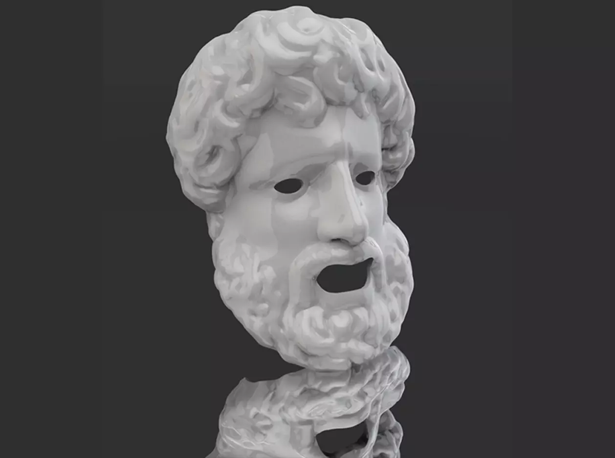 Greek Mask Sculpture 3D print model_0