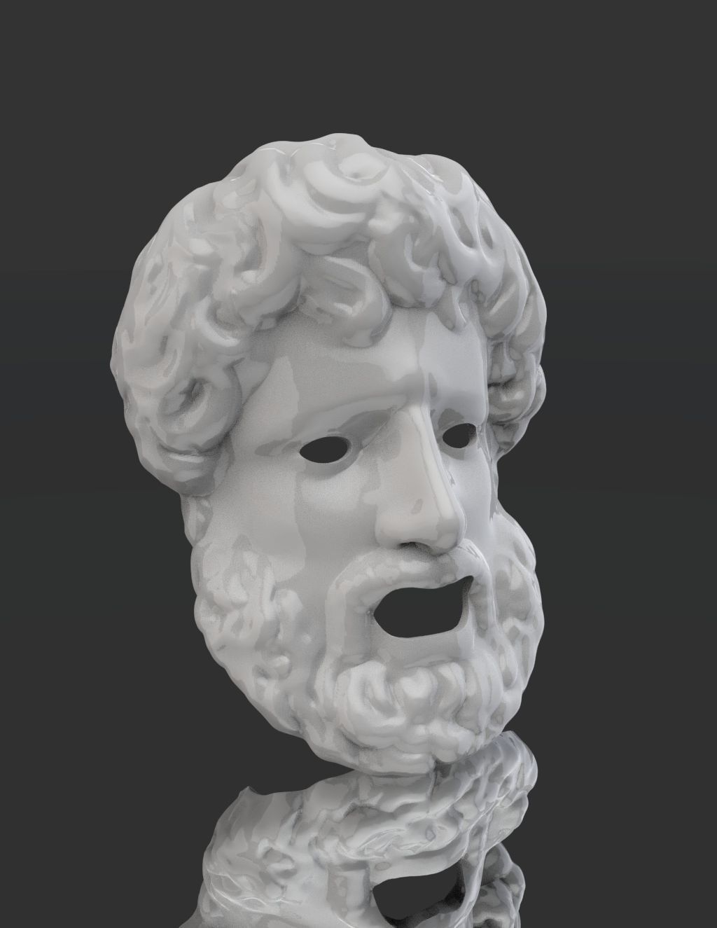 Greek Mask Sculpture 3D print model_3