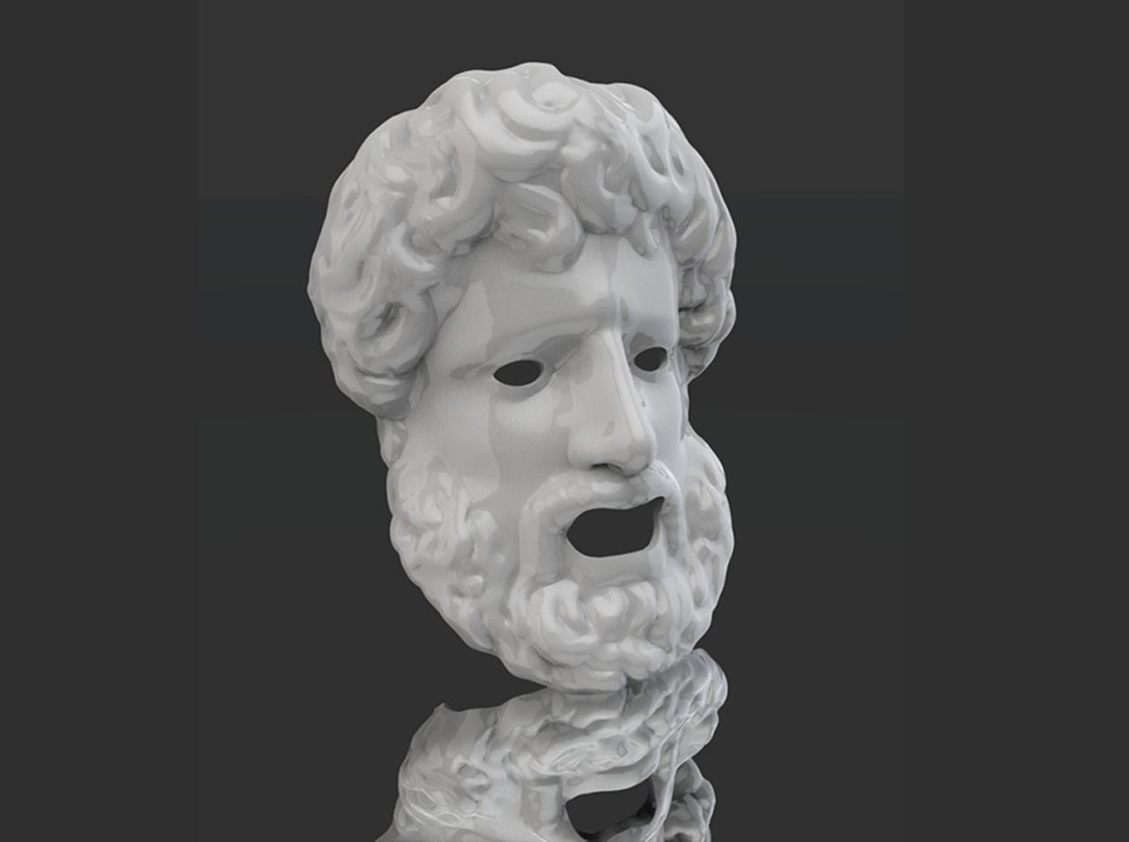 Greek Mask Sculpture 3D print model_1