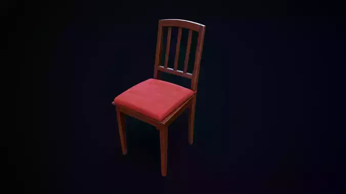 Plain chair with a pillow Low-poly 3D model