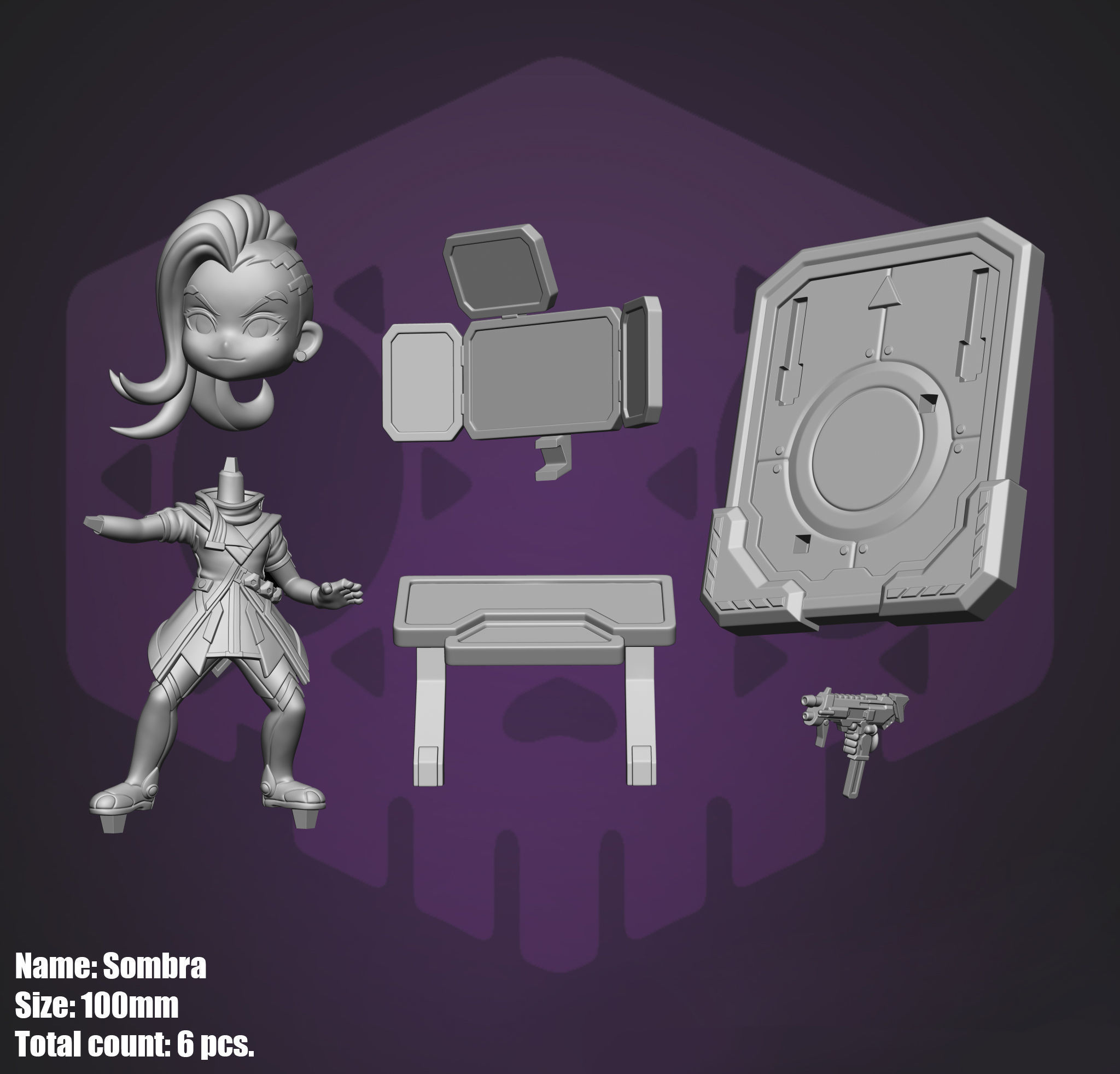 Overwatch Sombra Chibi 3D print model_1
