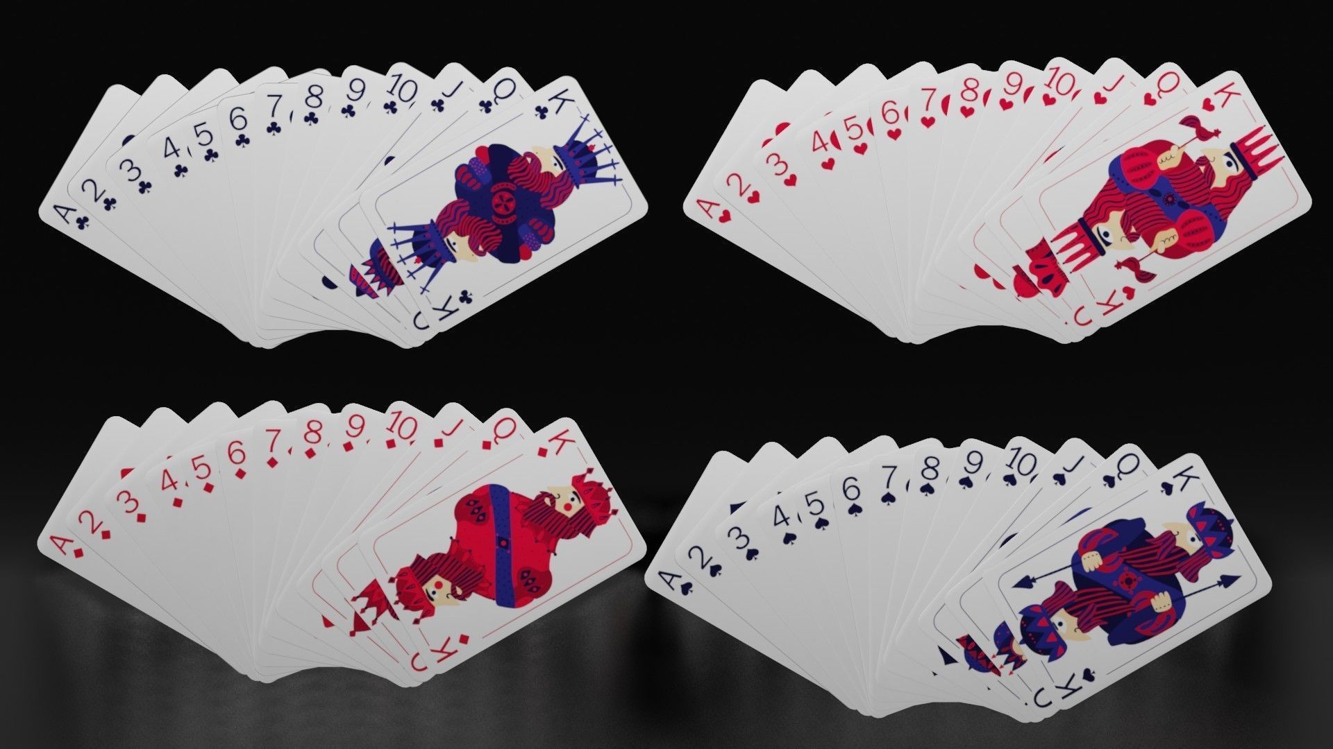 Playing Cards - Deck of 52 cards Free low-poly 3D model_1