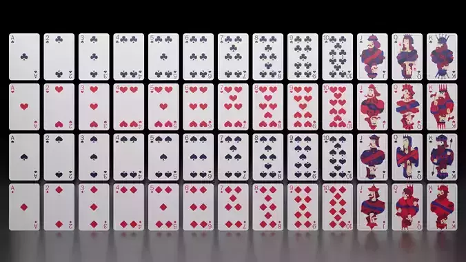 Playing Cards - Deck of 52 cards Free low-poly 3D model