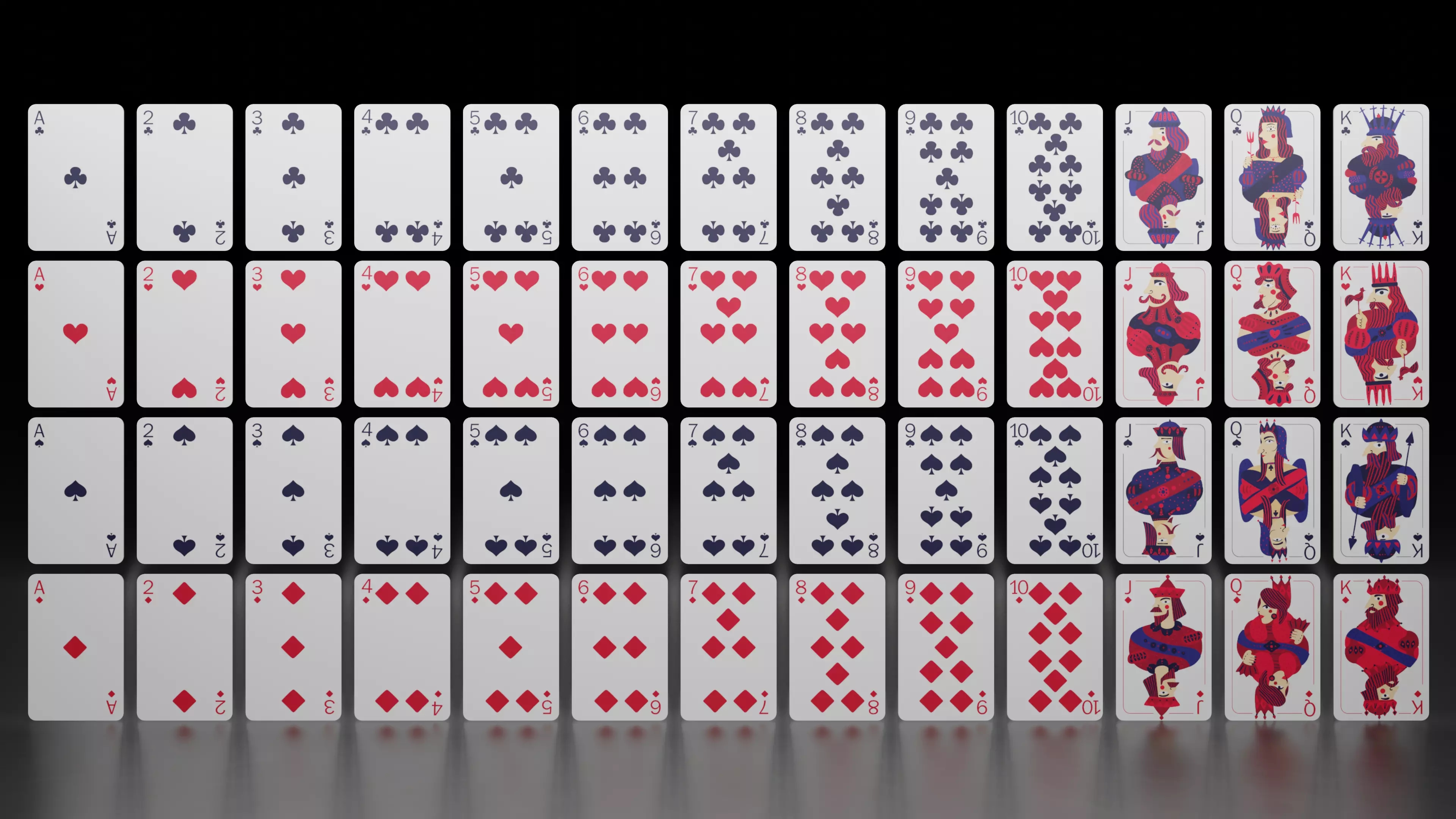 Playing Cards - Deck of 52 cards Free low-poly 3D model_0