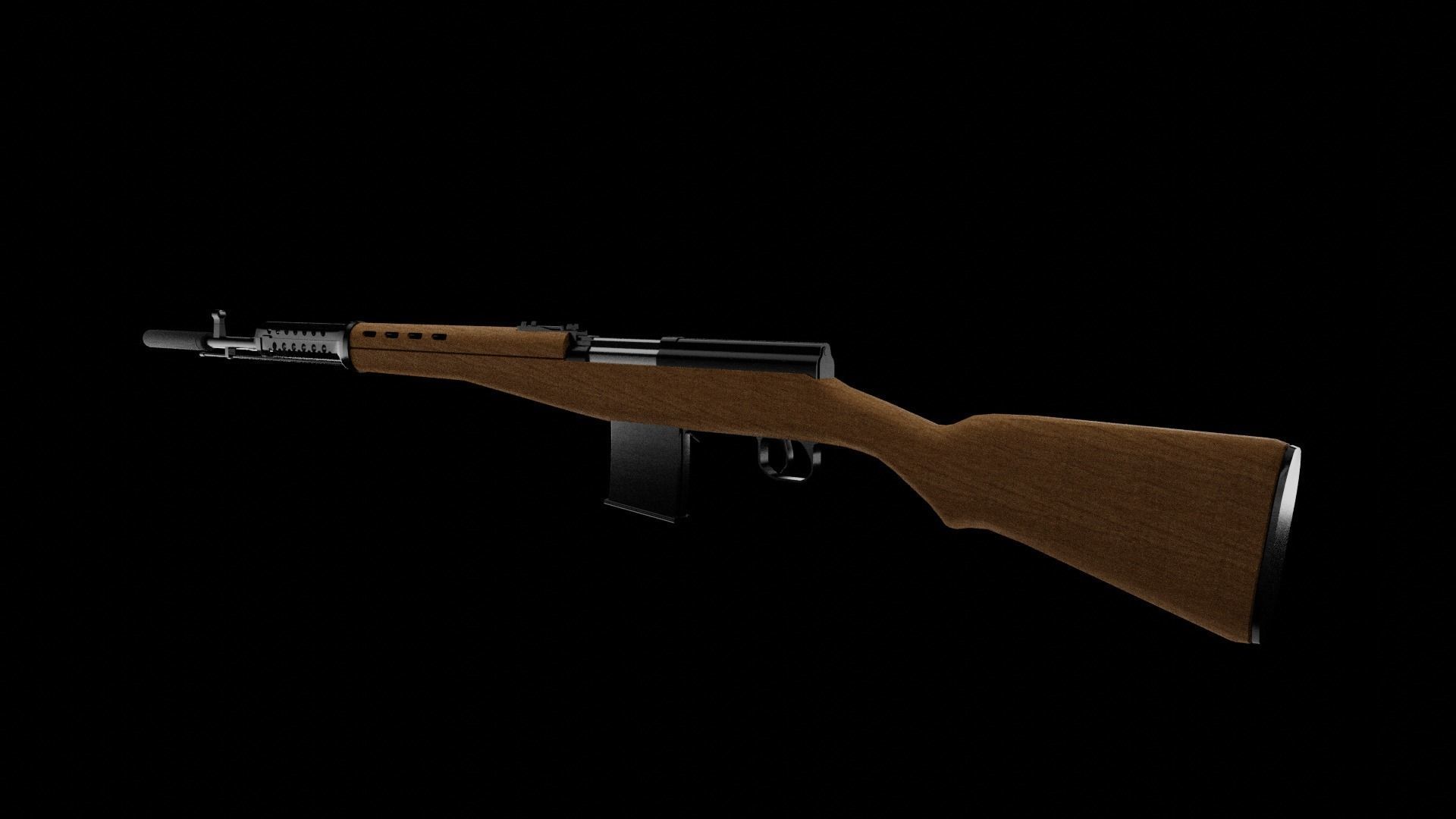 SVT-40 Rifle Free 3D model_2