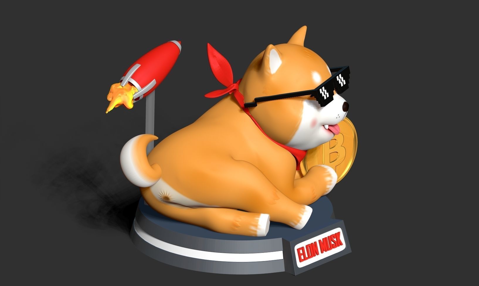 Shiba Inu coin 3D print model_12