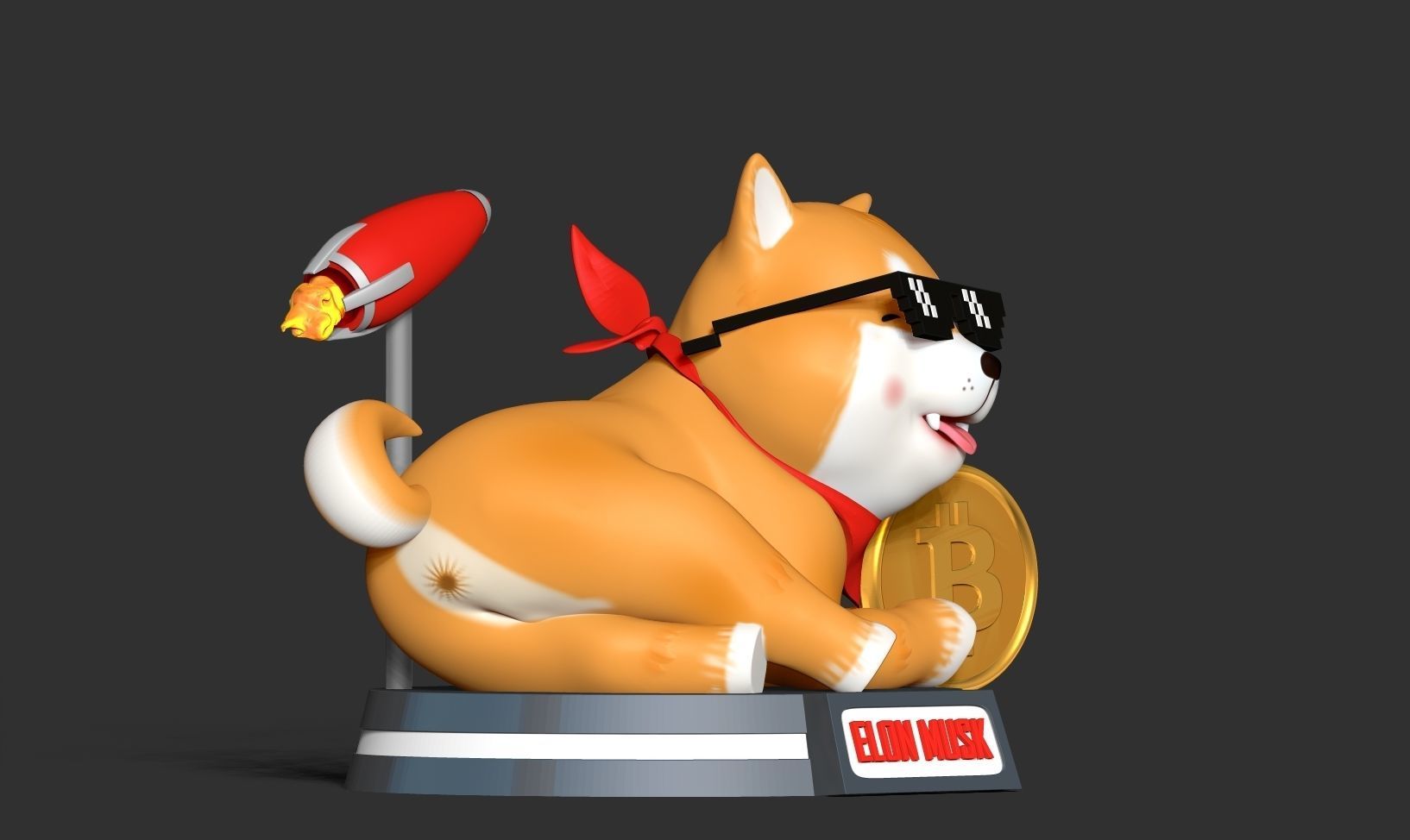 Shiba Inu coin 3D print model_10