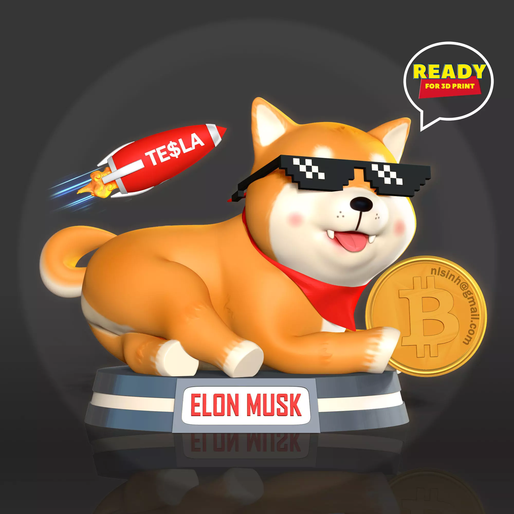 Shiba Inu coin 3D print model_0