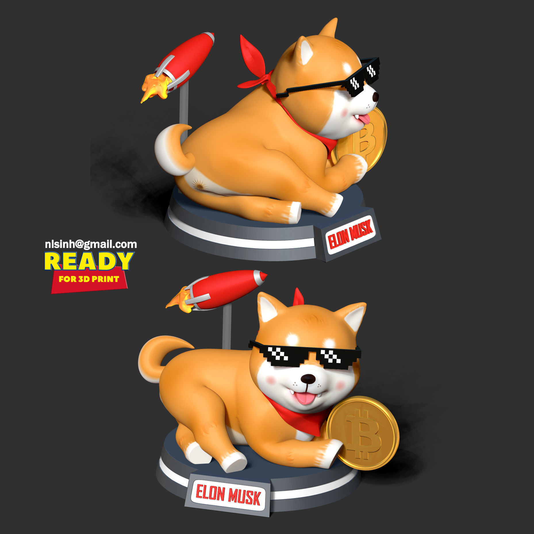 Shiba Inu coin 3D print model_4