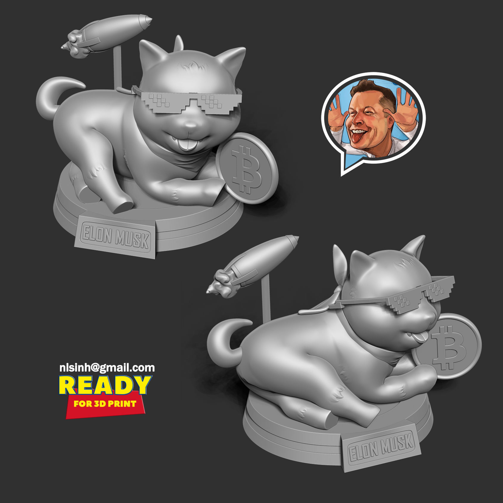 Shiba Inu coin 3D print model_5