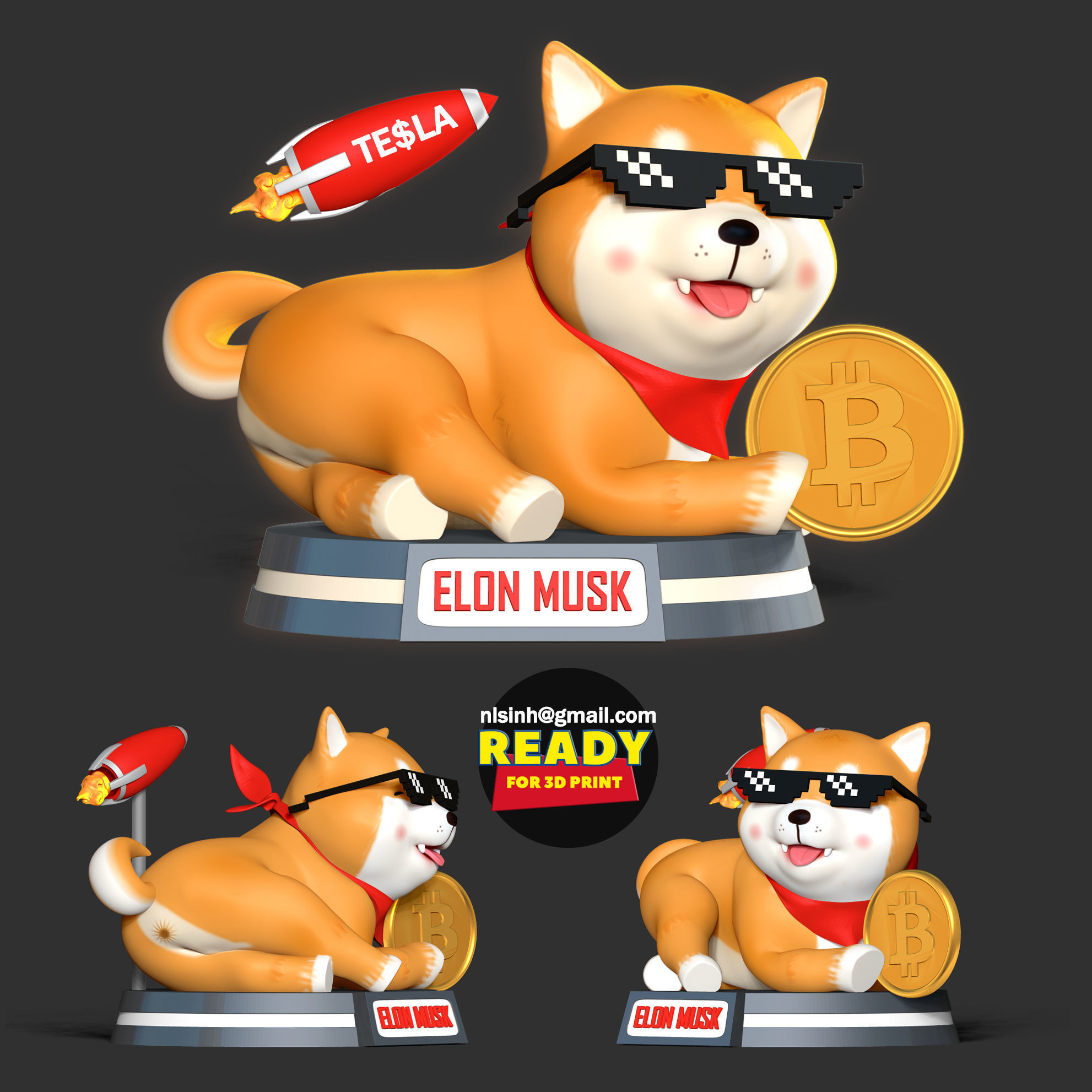 Shiba Inu coin 3D print model_1