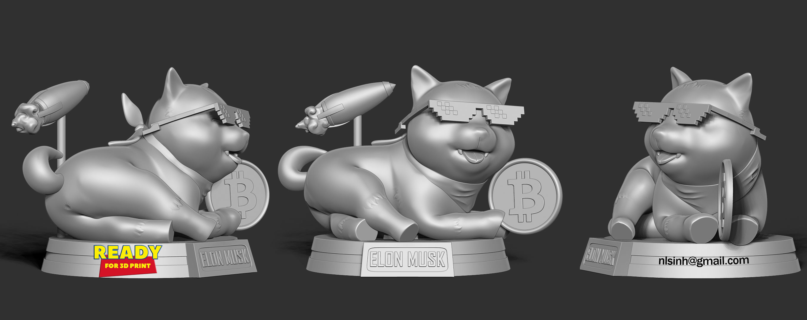 Shiba Inu coin 3D print model_3