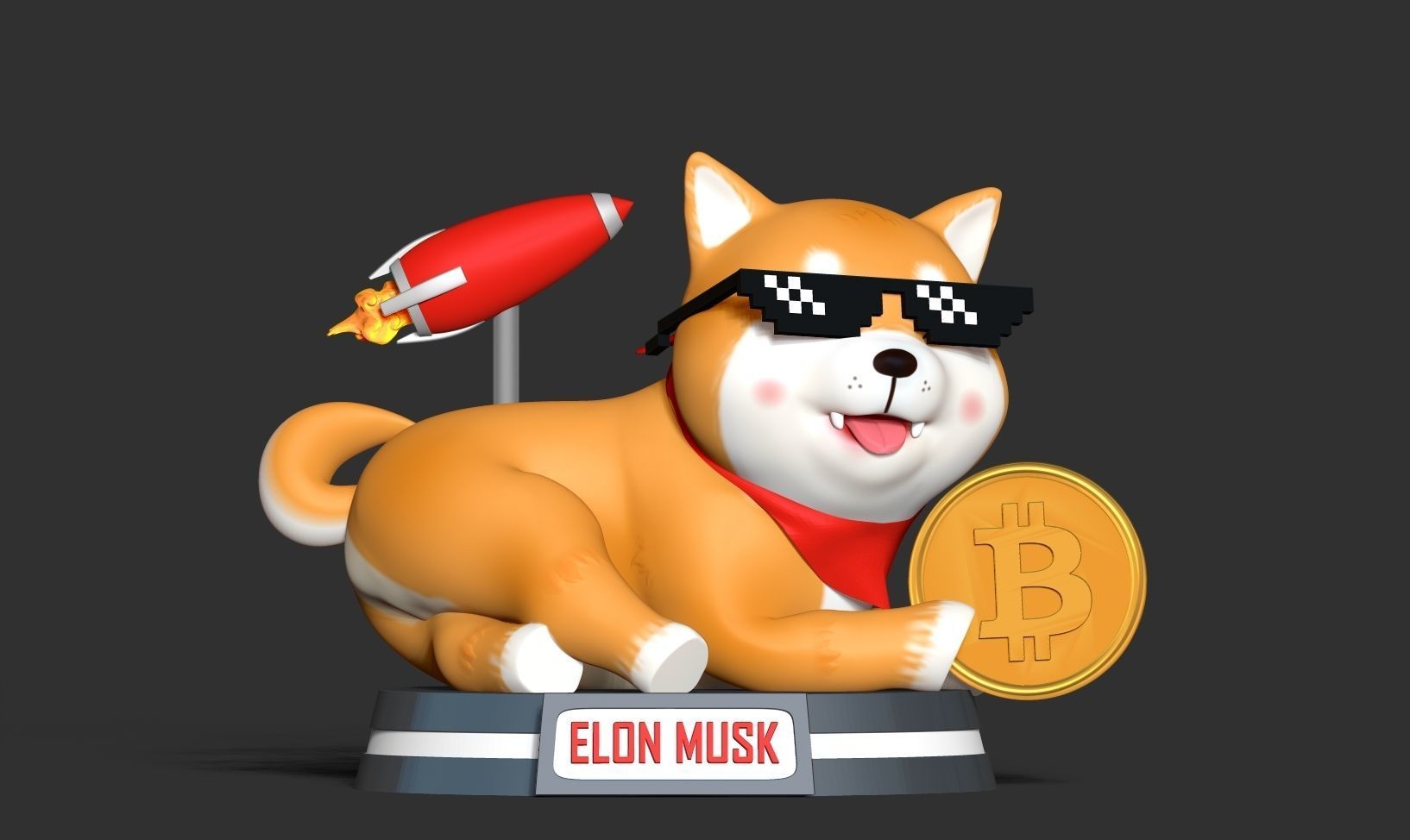 Shiba Inu coin 3D print model_6