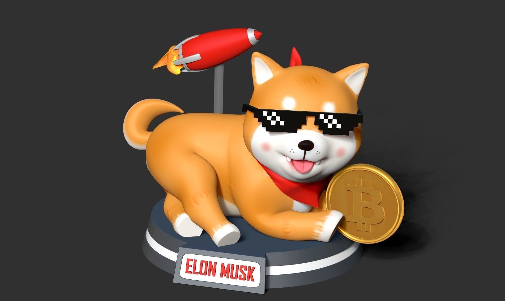 Shiba Inu coin 3D print model_14