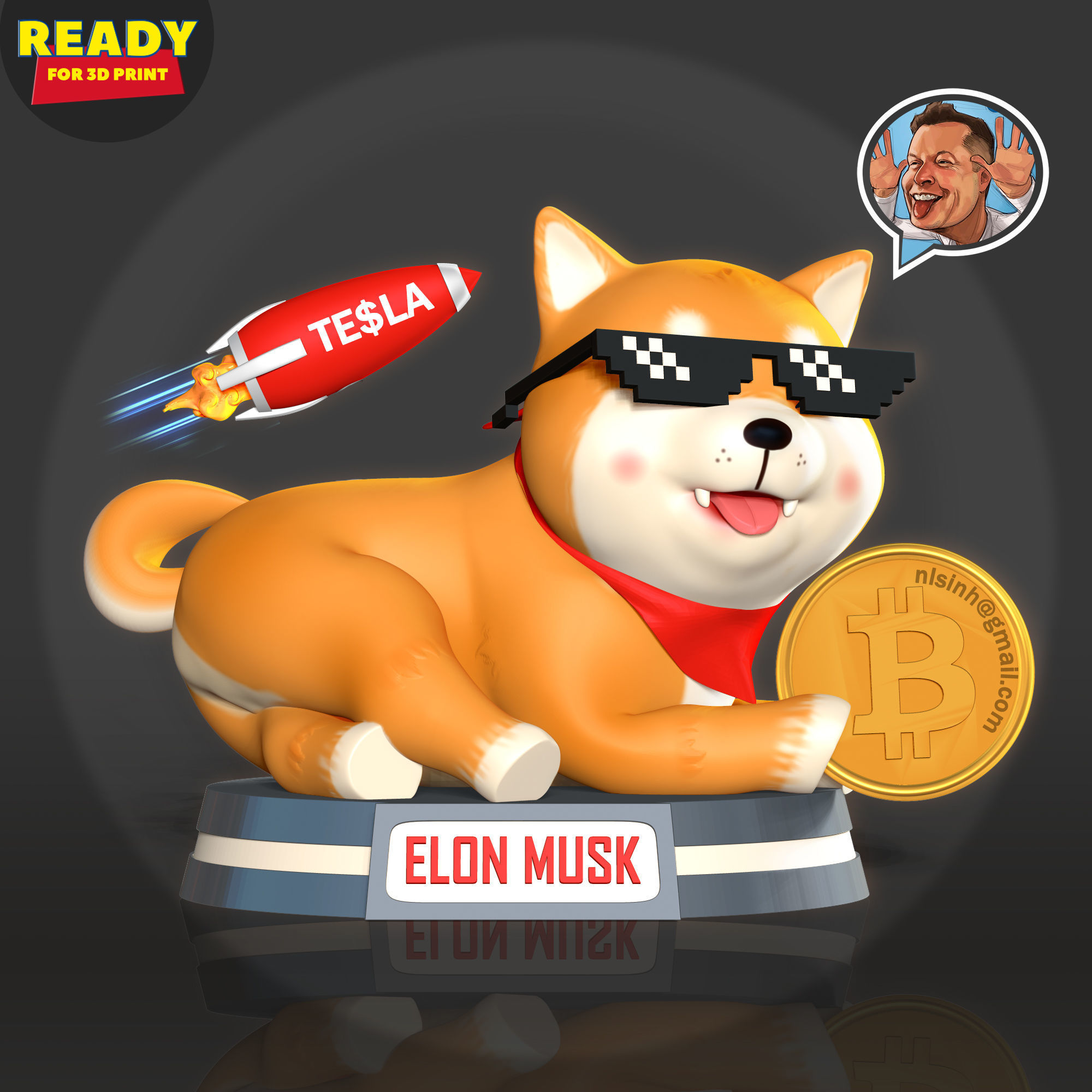 Shiba Inu coin 3D print model_16