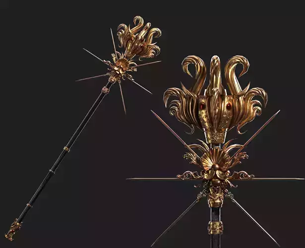 Staff of the dead Low-poly 3D model