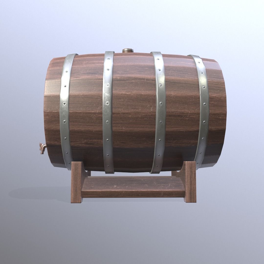 Wine barrel Low-poly 3D model_1