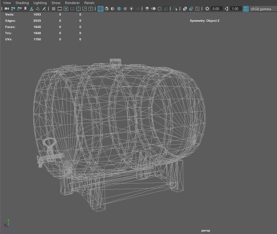 Wine barrel Low-poly 3D model_3
