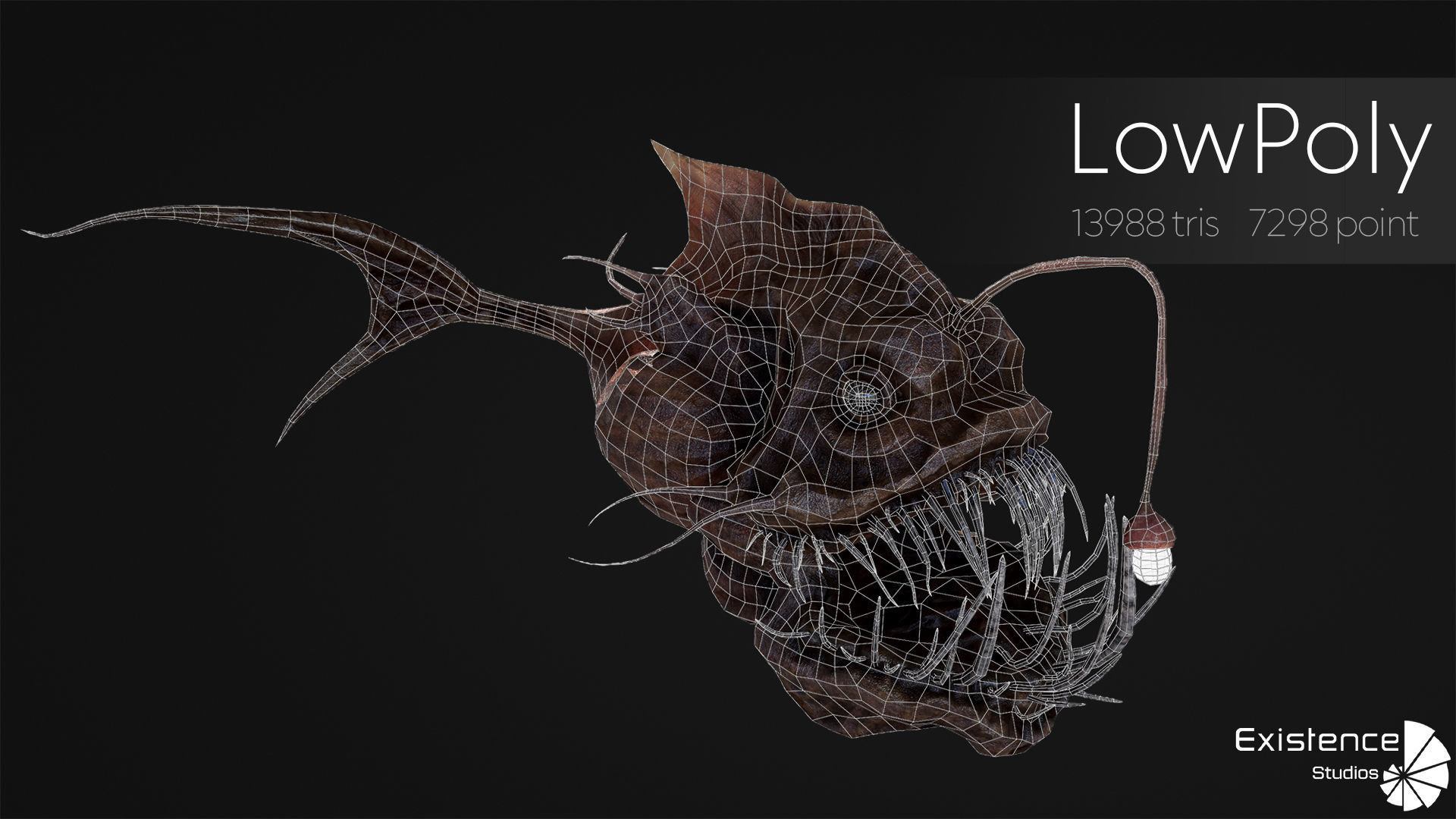 Fish low poly model - Anglerfish - ocean horror - monster fish 5 Low-poly 3D model_4
