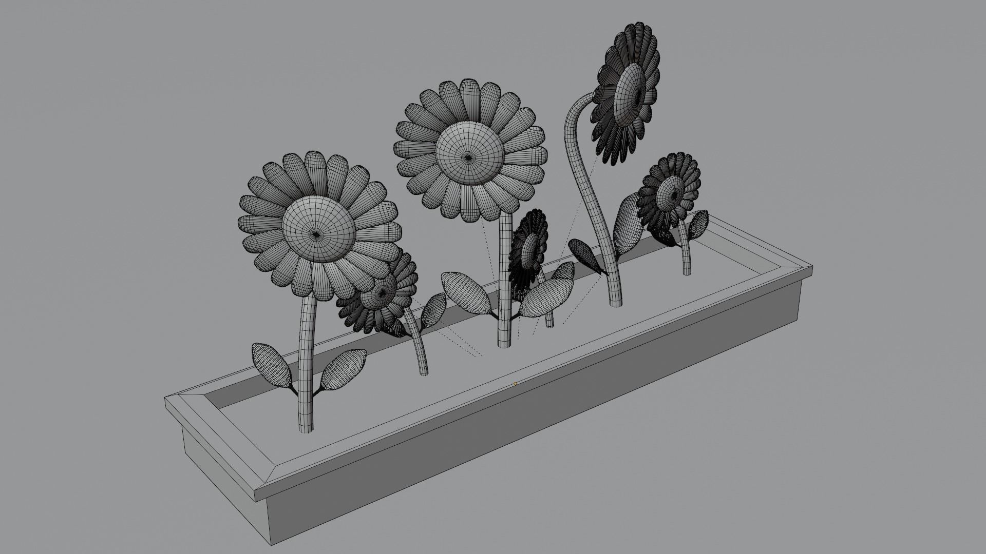 sunflower flower pot with sunflowers in it Free low-poly 3D model_2