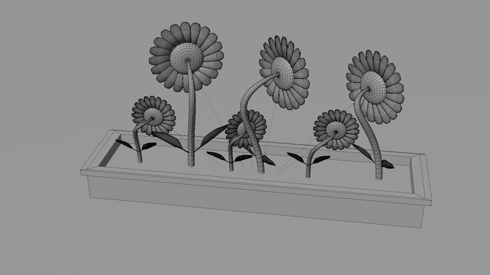 sunflower flower pot with sunflowers in it Free low-poly 3D model_6