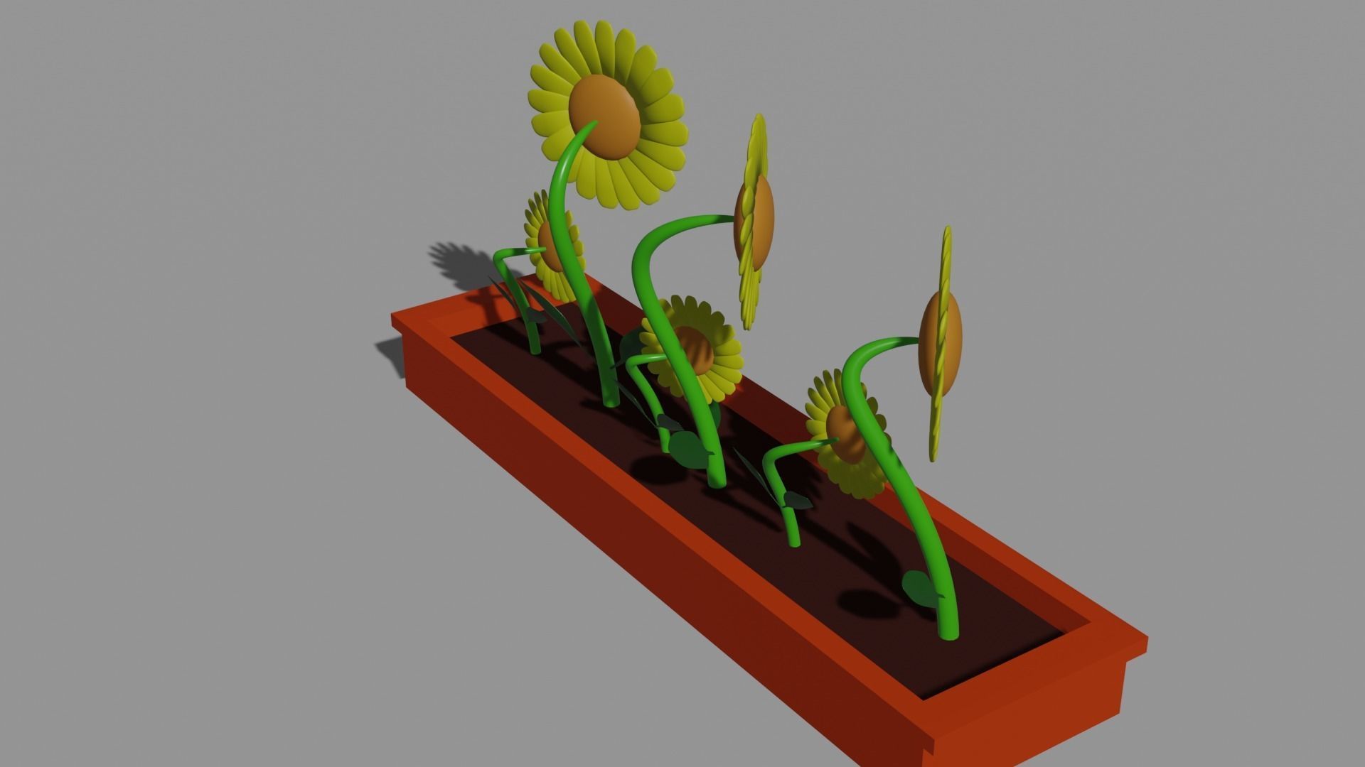 sunflower flower pot with sunflowers in it Free low-poly 3D model_3