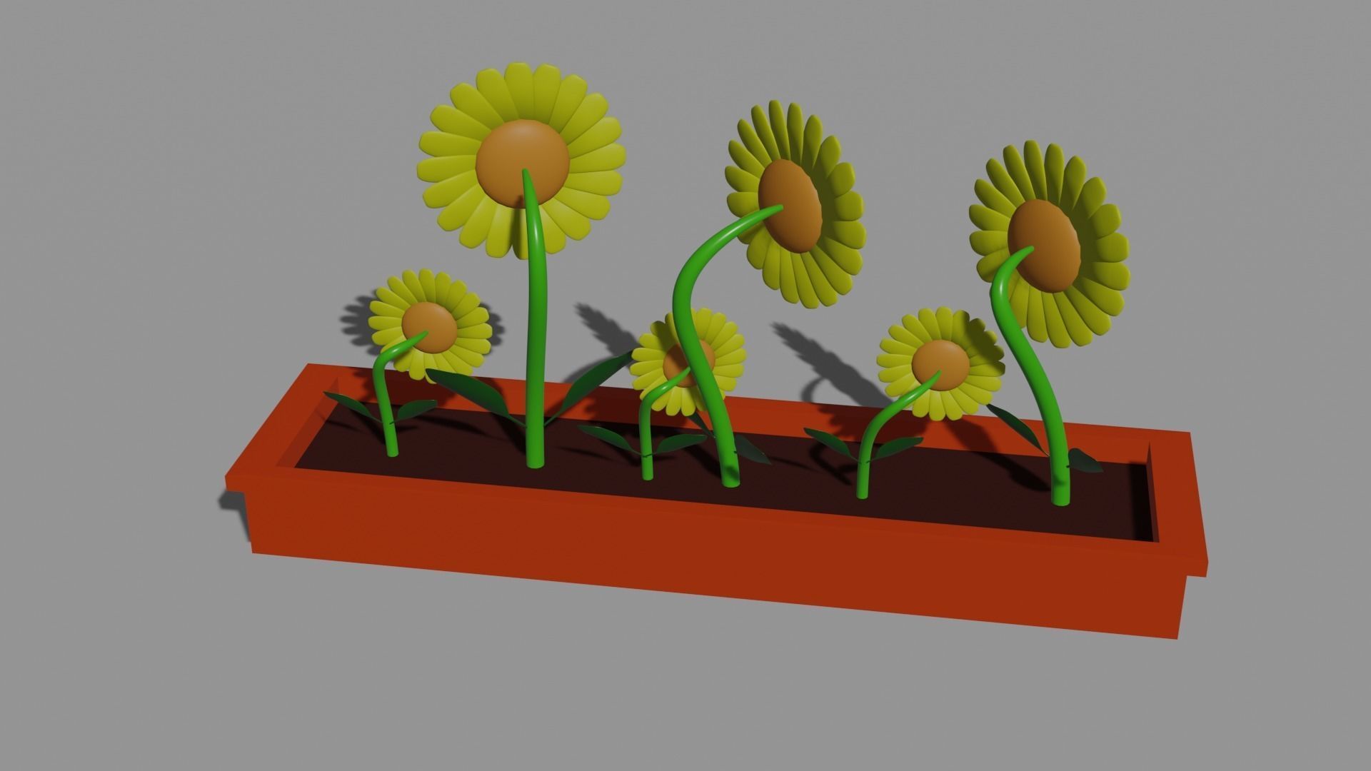 sunflower flower pot with sunflowers in it Free low-poly 3D model_5
