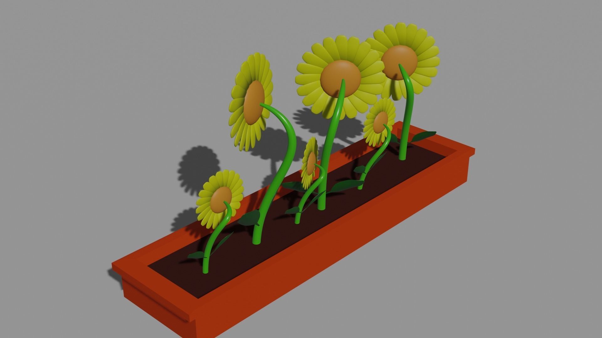 sunflower flower pot with sunflowers in it Free low-poly 3D model_7