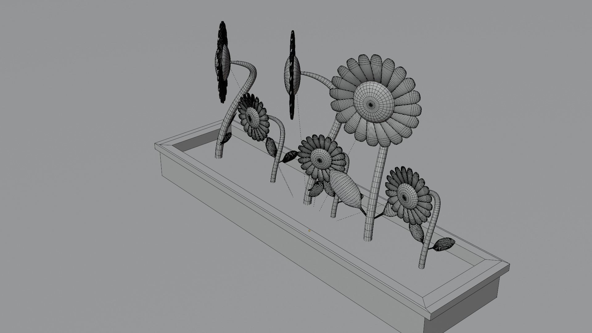 sunflower flower pot with sunflowers in it Free low-poly 3D model_10