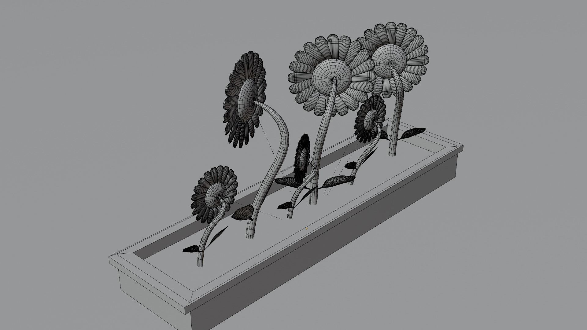 sunflower flower pot with sunflowers in it Free low-poly 3D model_8