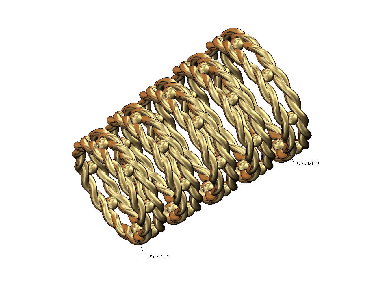 Beaded double braided rope stacker band US sizes 5to9 3D print model_1