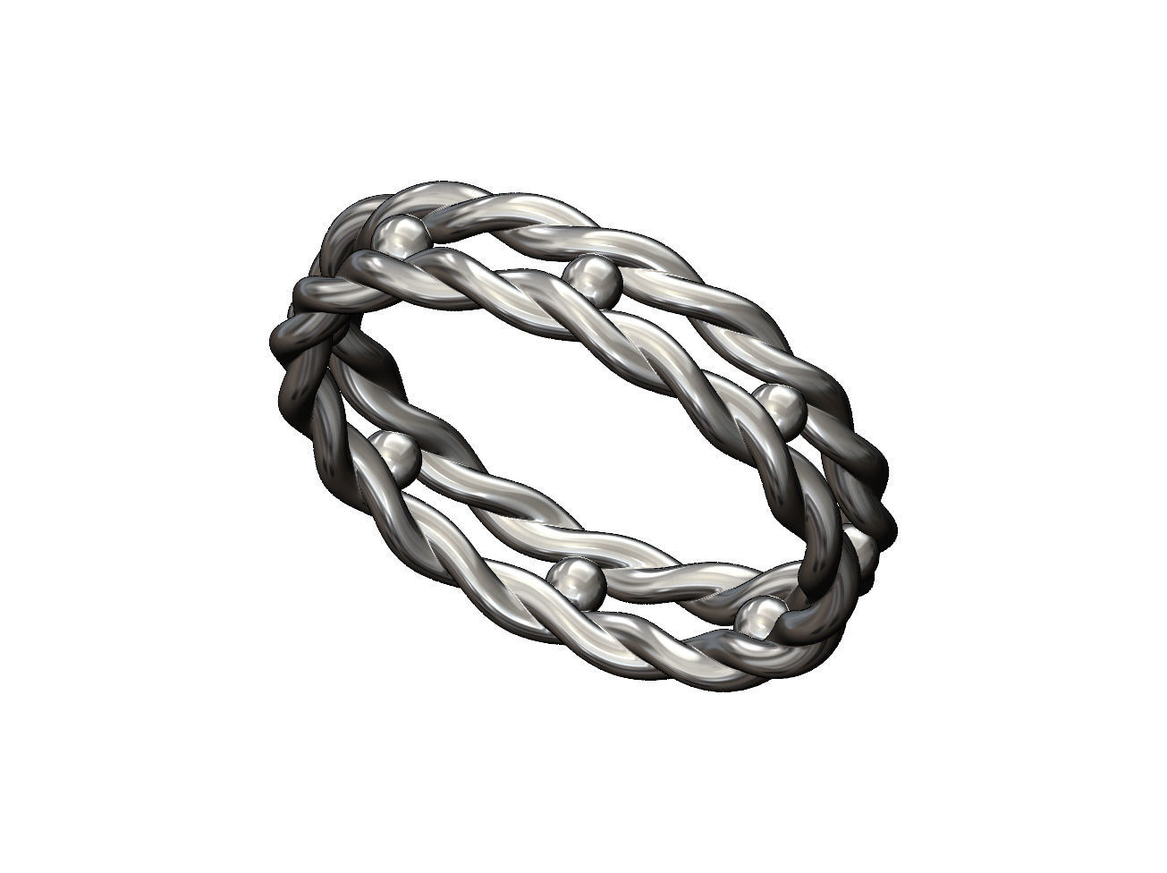 Beaded double braided rope stacker band US sizes 5to9 3D print model_10