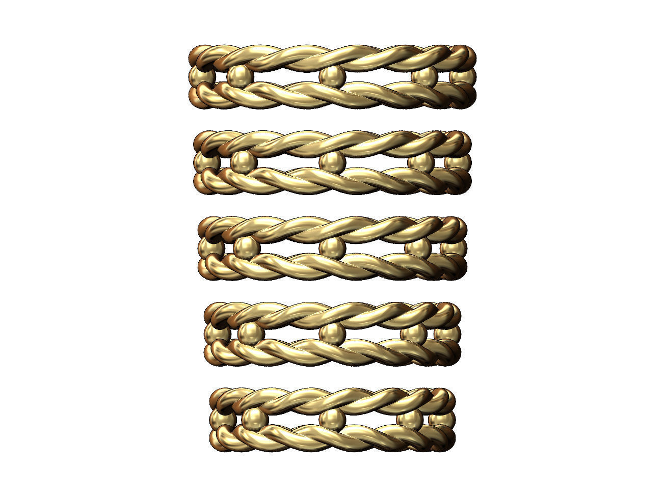 Beaded double braided rope stacker band US sizes 5to9 3D print model_2