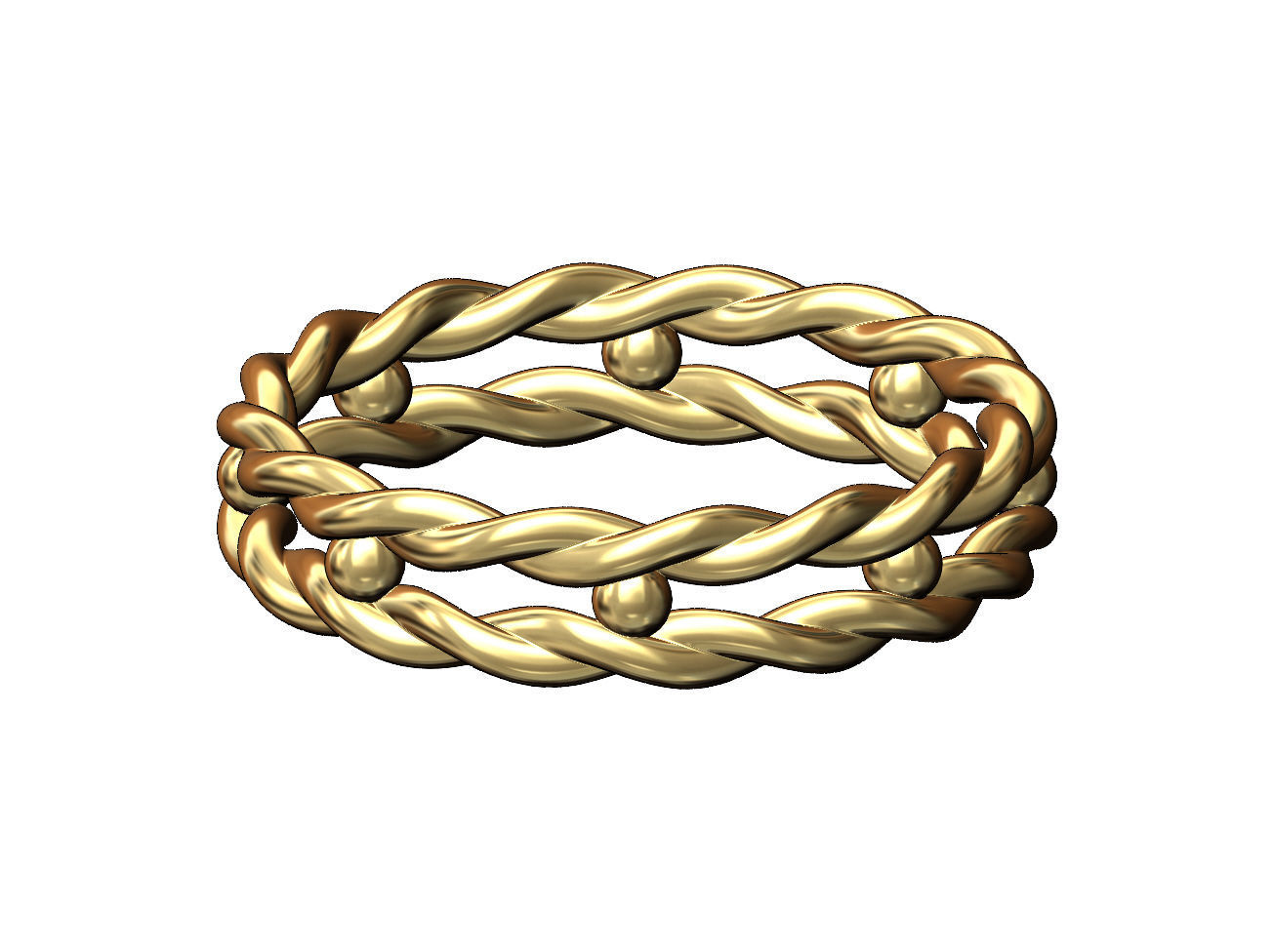 Beaded double braided rope stacker band US sizes 5to9 3D print model_4