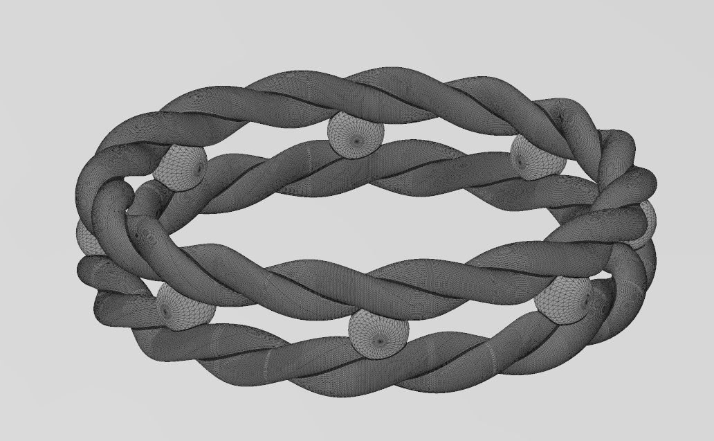 Beaded double braided rope stacker band US sizes 5to9 3D print model_19