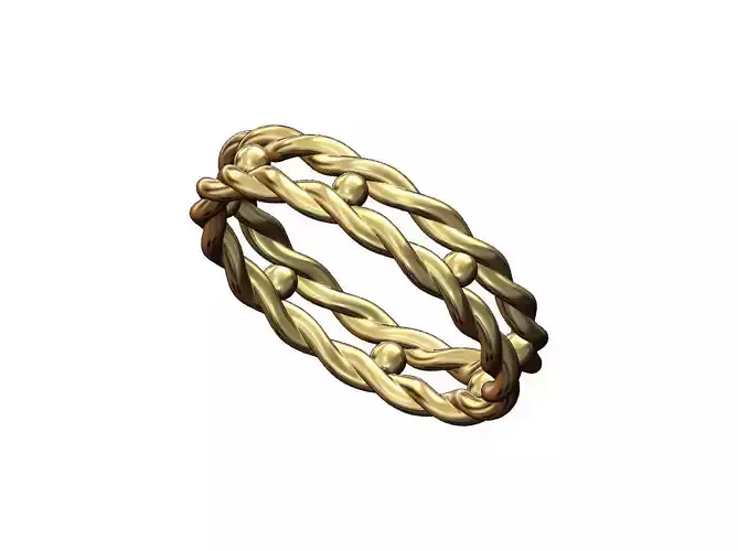 Beaded double braided rope stacker band US sizes 5to9