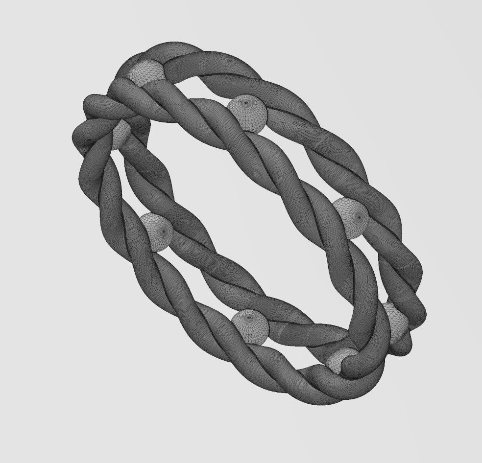 Beaded double braided rope stacker band US sizes 5to9 3D print model_14