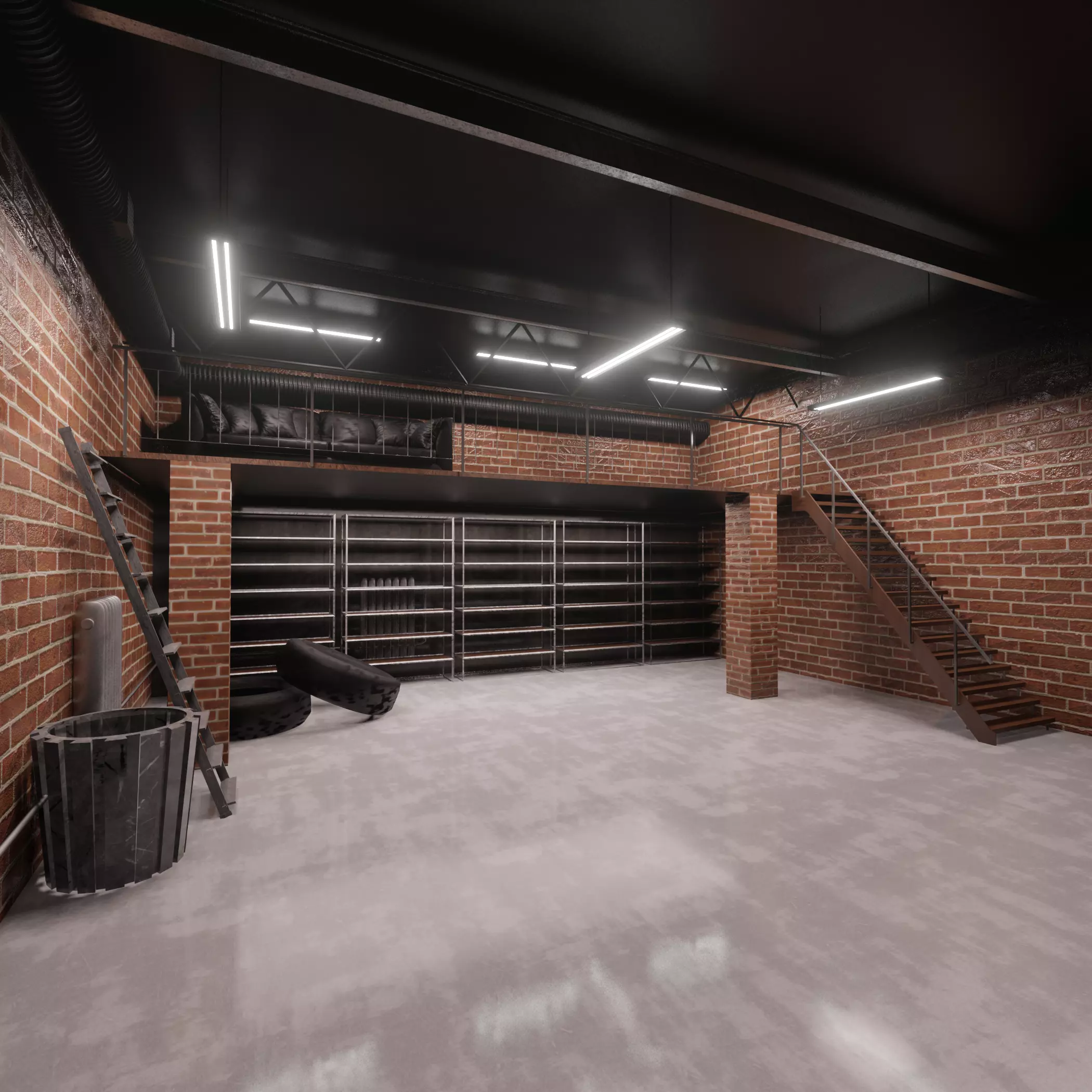 Warehouse loft 3D model_0